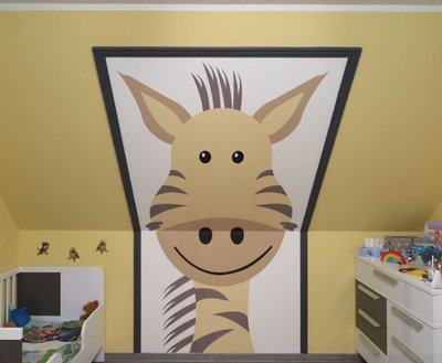 Kinderzimmer mit Zebra-Wandmotiv – Maler Sebastian Erdmann Naumburg